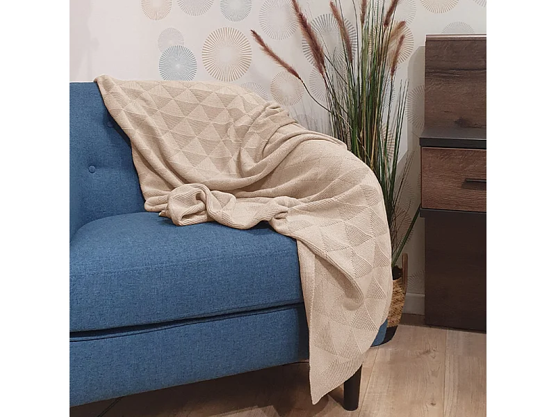 Plaid bébé tricot en coton beige rosé 100 x 150 cm - TRIXIE 6729