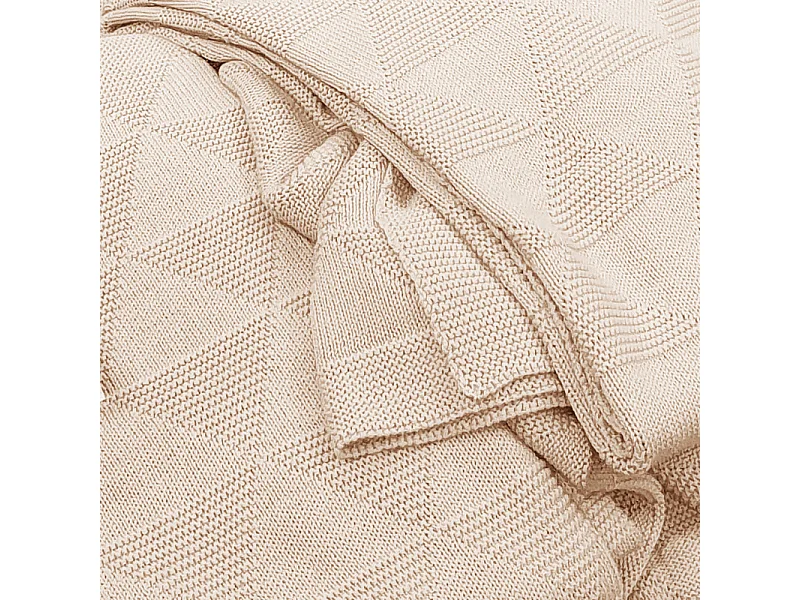 Plaid bébé tricot en coton beige rosé 100 x 150 cm - TRIXIE 6729