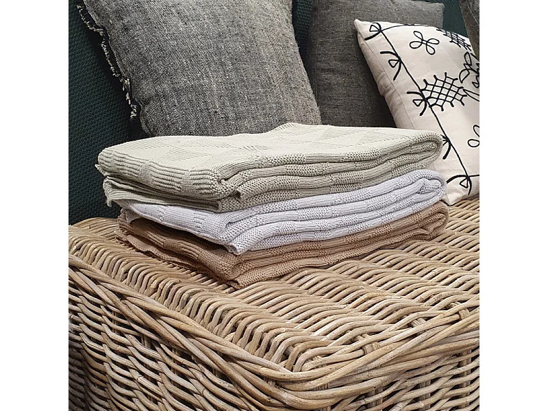 Plaid bébé tricot en coton beige 100 x 150 cm - TRIXIE 6880