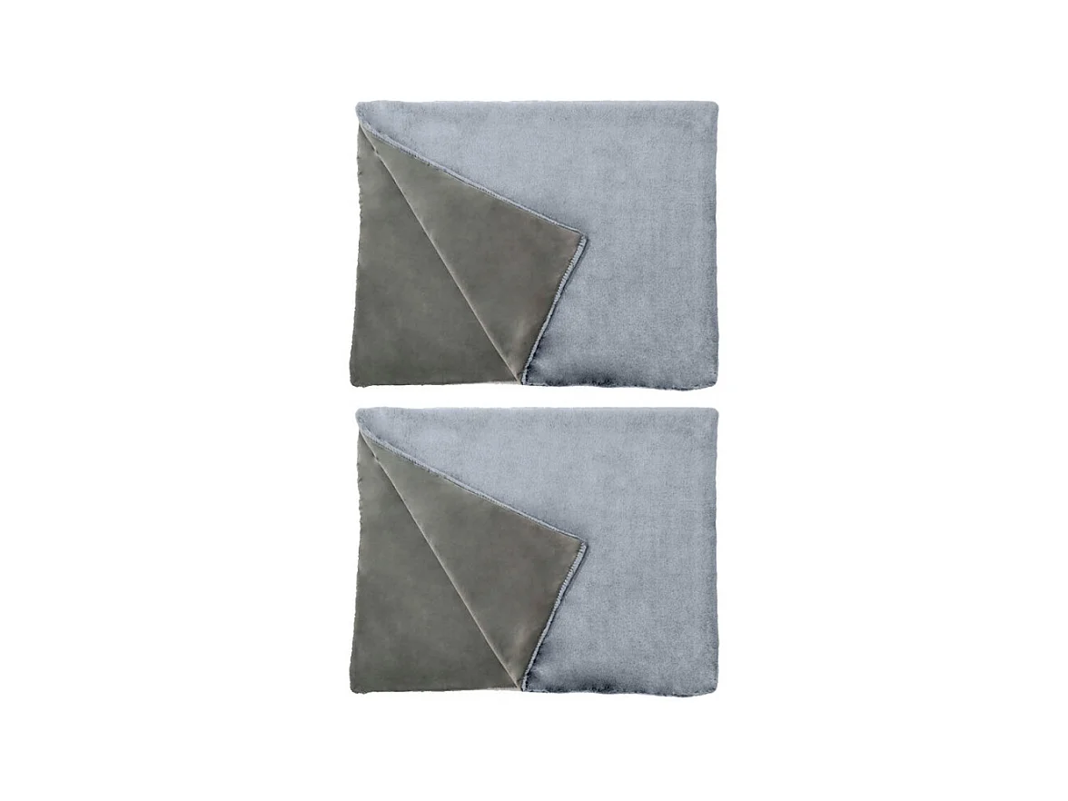 Lot de 2 plaids ultra doux en fausse fourrure gris 130x170 cm - LEVY