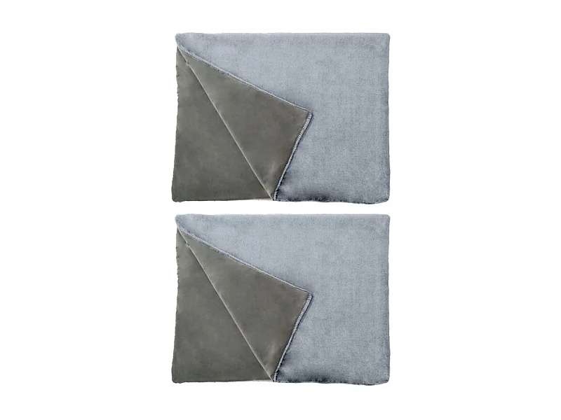 Lot de 2 plaids ultra doux en fausse fourrure gris 130x170 cm - LEVY