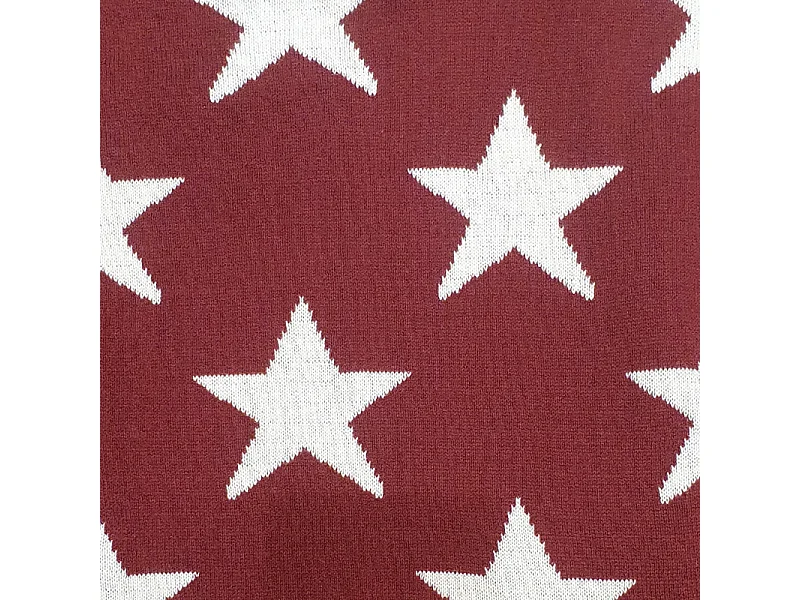 Plaid réversible coton rouge, motif étoiles 100 x 150 cm - EDITH 6705