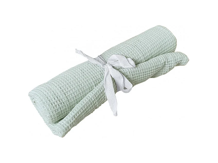 Chemin de table en coton et lin vert clair 45 x 150 cm - CUADRO 8948
