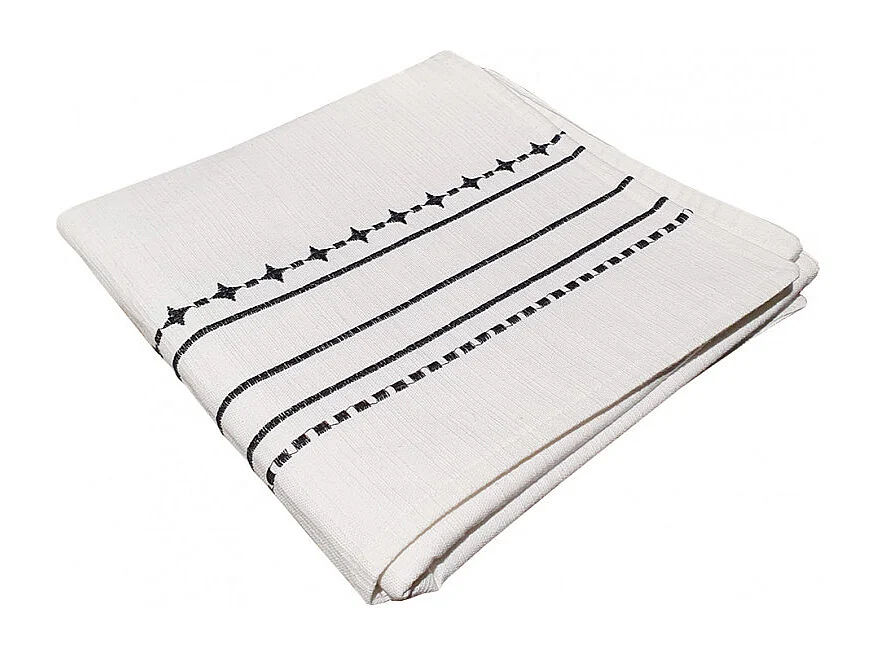 Lot 2 chemins de table coton blanc et broderie 50 x 145 cm - GEMA 6524