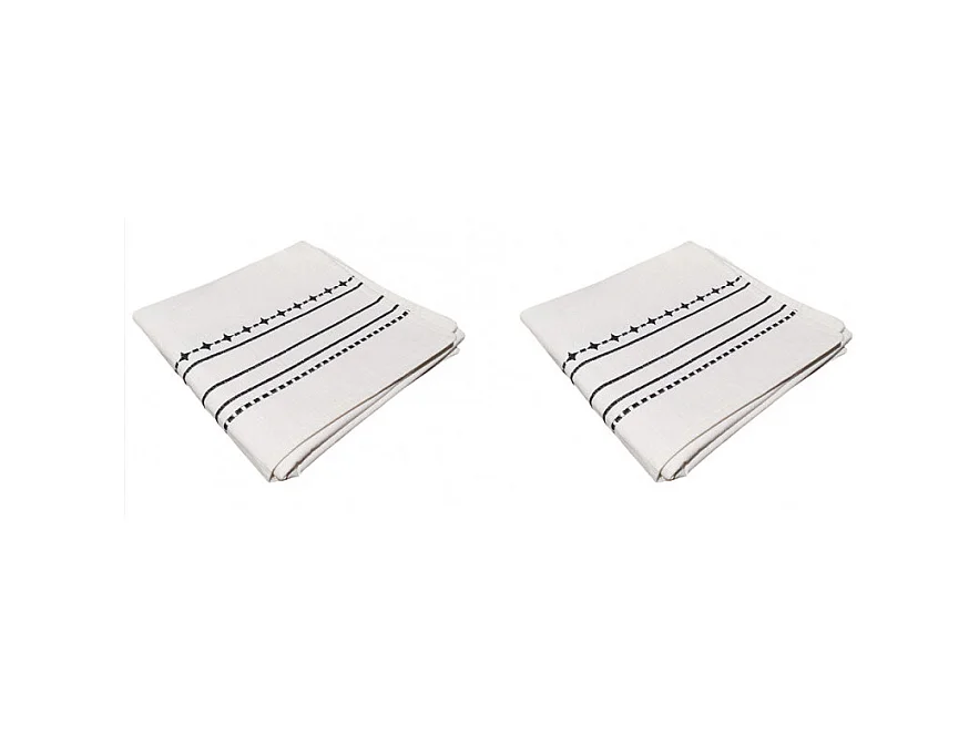 Lot 2 chemins de table coton blanc et broderie 50 x 145 cm - GEMA 6524