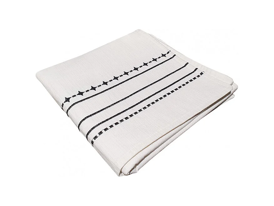 Chemin de table en coton blanc et broderie 50 x 145 cm - GEMA 6524