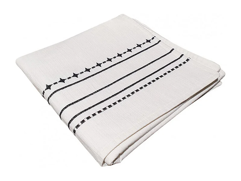 Chemin de table en coton blanc et broderie 50 x 145 cm - GEMA 6524
