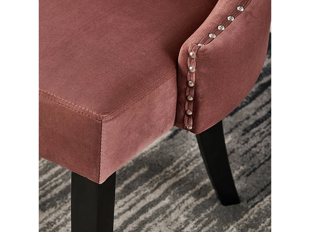 MAYFAIR - Chaise Capitonnée Velours - Style Contemporain - Pieds en Bois - Rose