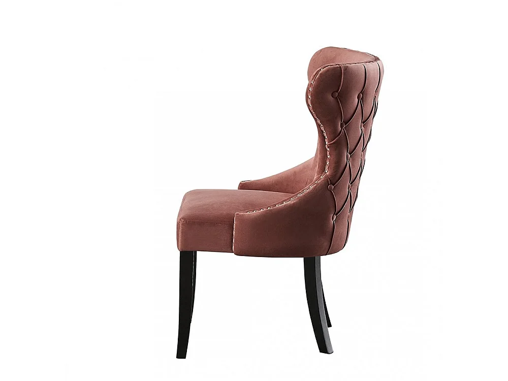 MAYFAIR - Chaise Capitonnée Velours - Style Contemporain - Pieds en Bois - Rose