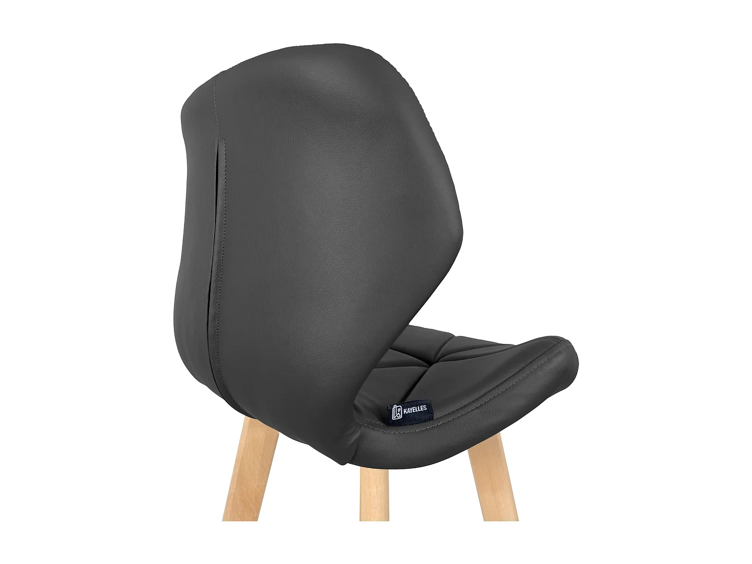 Lot 2 chaises de bar scandinaves 67cm simili cuir matelassé pieds bois FATA (noir)