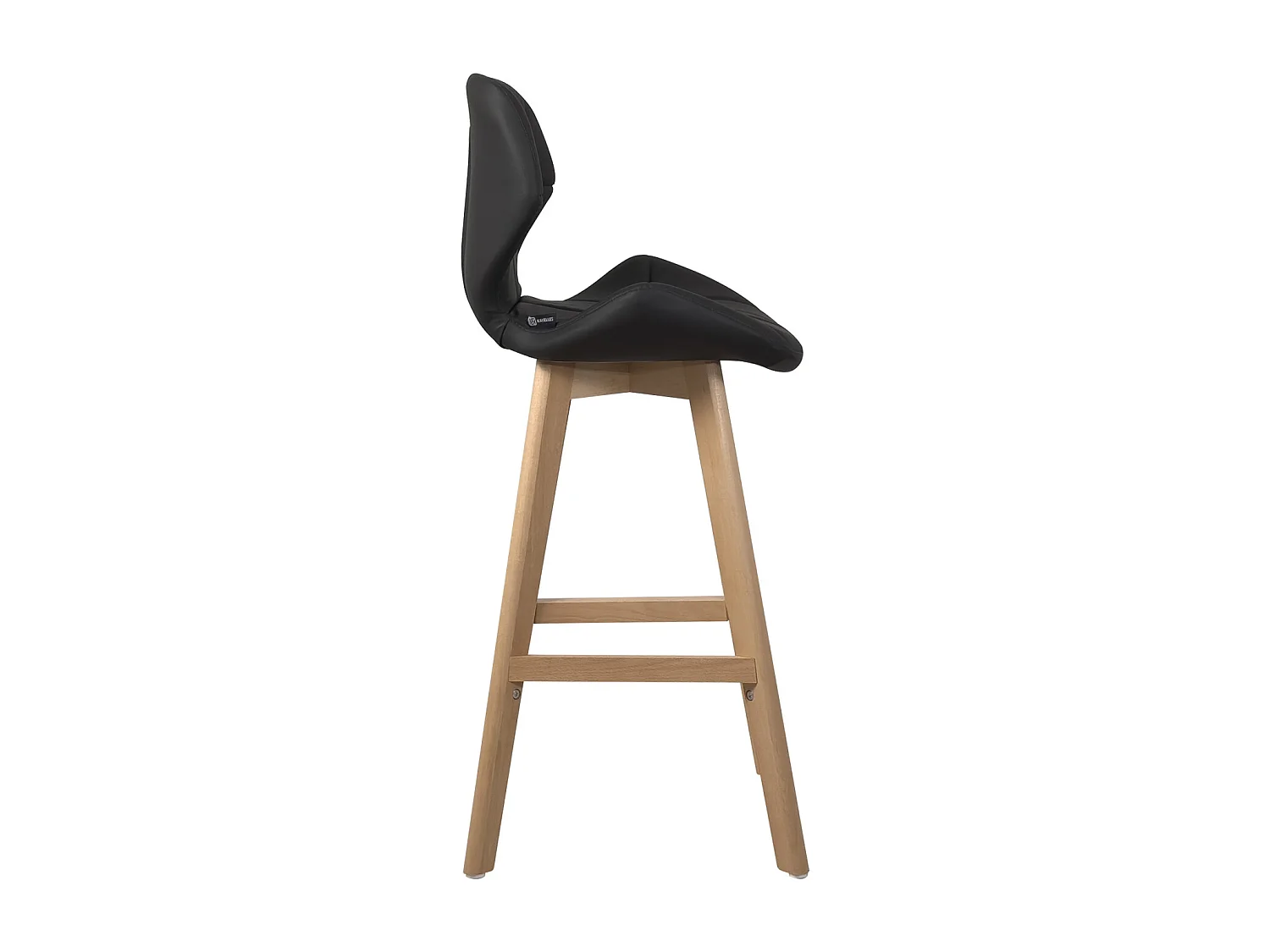 Lot 2 chaises de bar scandinaves 67cm simili cuir matelassé pieds bois FATA (noir)