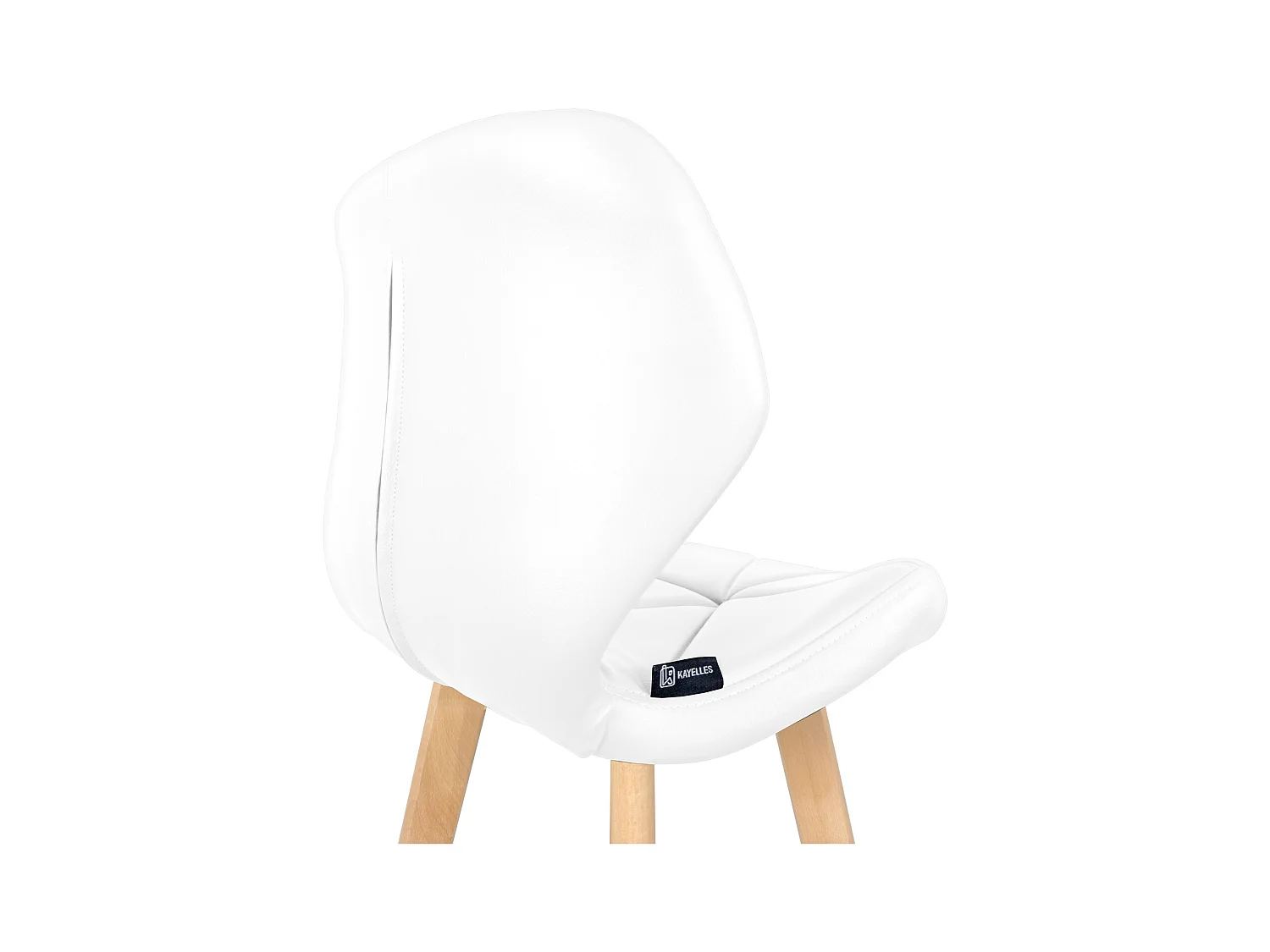 Lote de 2 sillas de bar escandinavas de 67 cm, asiento de símil cuero acolchado, patas de madera FATA (blanco)