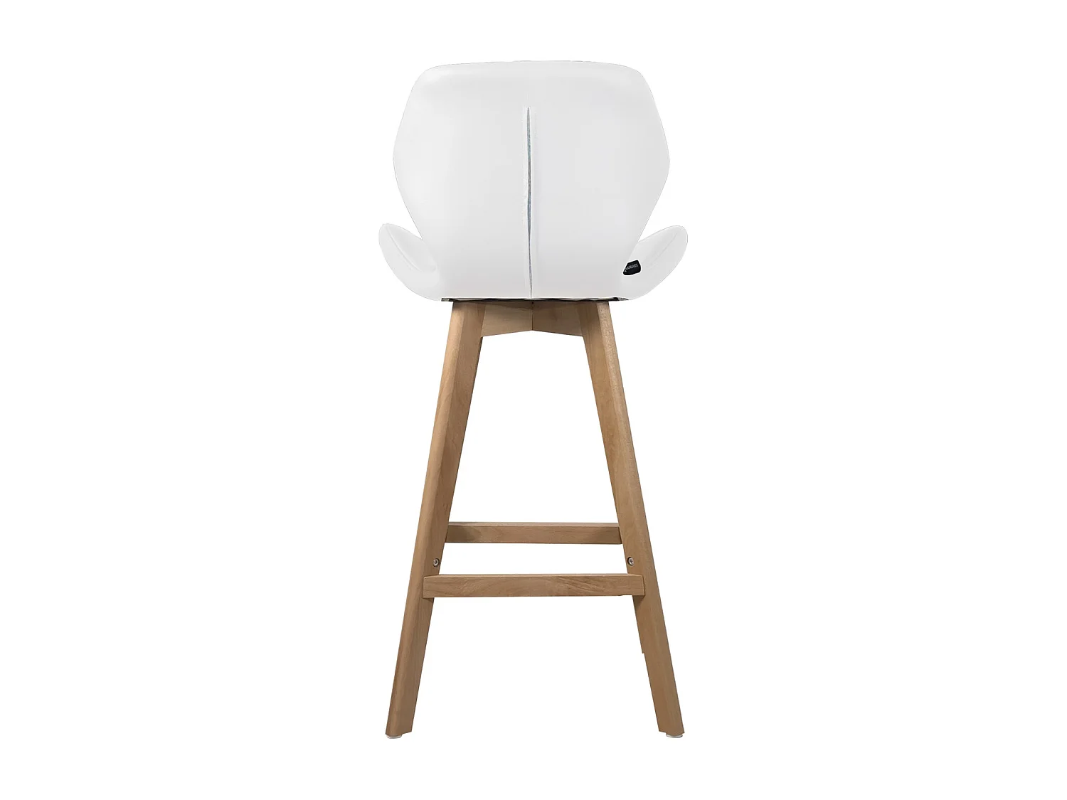 Lote de 2 sillas de bar escandinavas de 67 cm, asiento de símil cuero acolchado, patas de madera FATA (blanco)