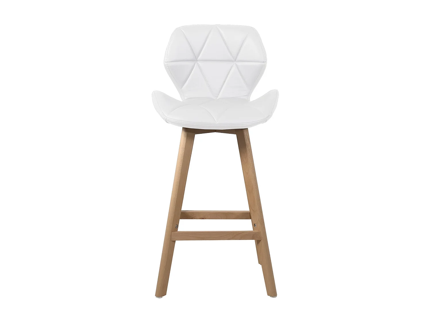 Lot 2 chaises de bar scandinaves 67cm simili cuir matelassé pieds bois FATA (blanc)