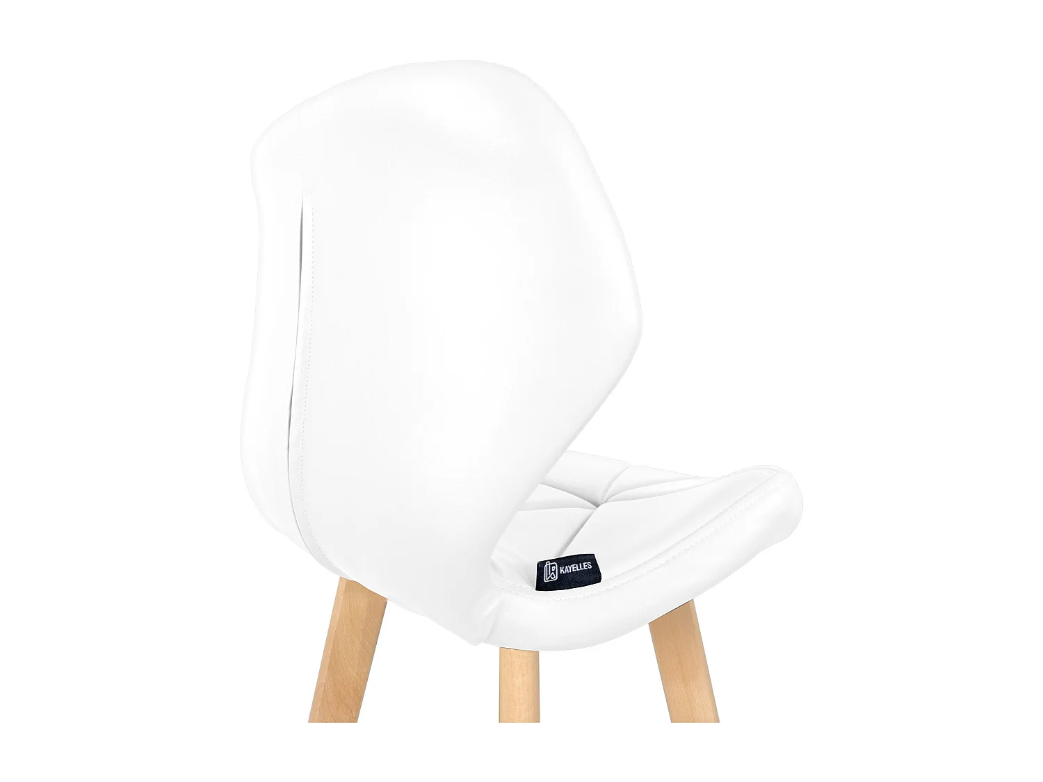 Lot 2 chaises de bar scandinaves 67cm simili cuir matelassé pieds bois FATA (blanc)