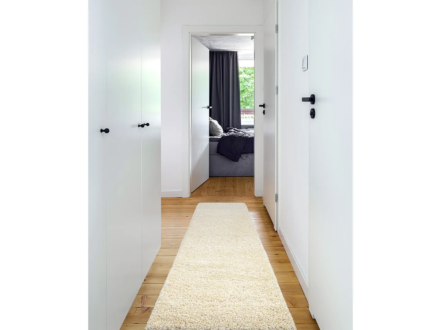 Tapijt, Vloerbekleding SOFFI shaggy 5cm crème - voor keuken, naar de  70x200 cm