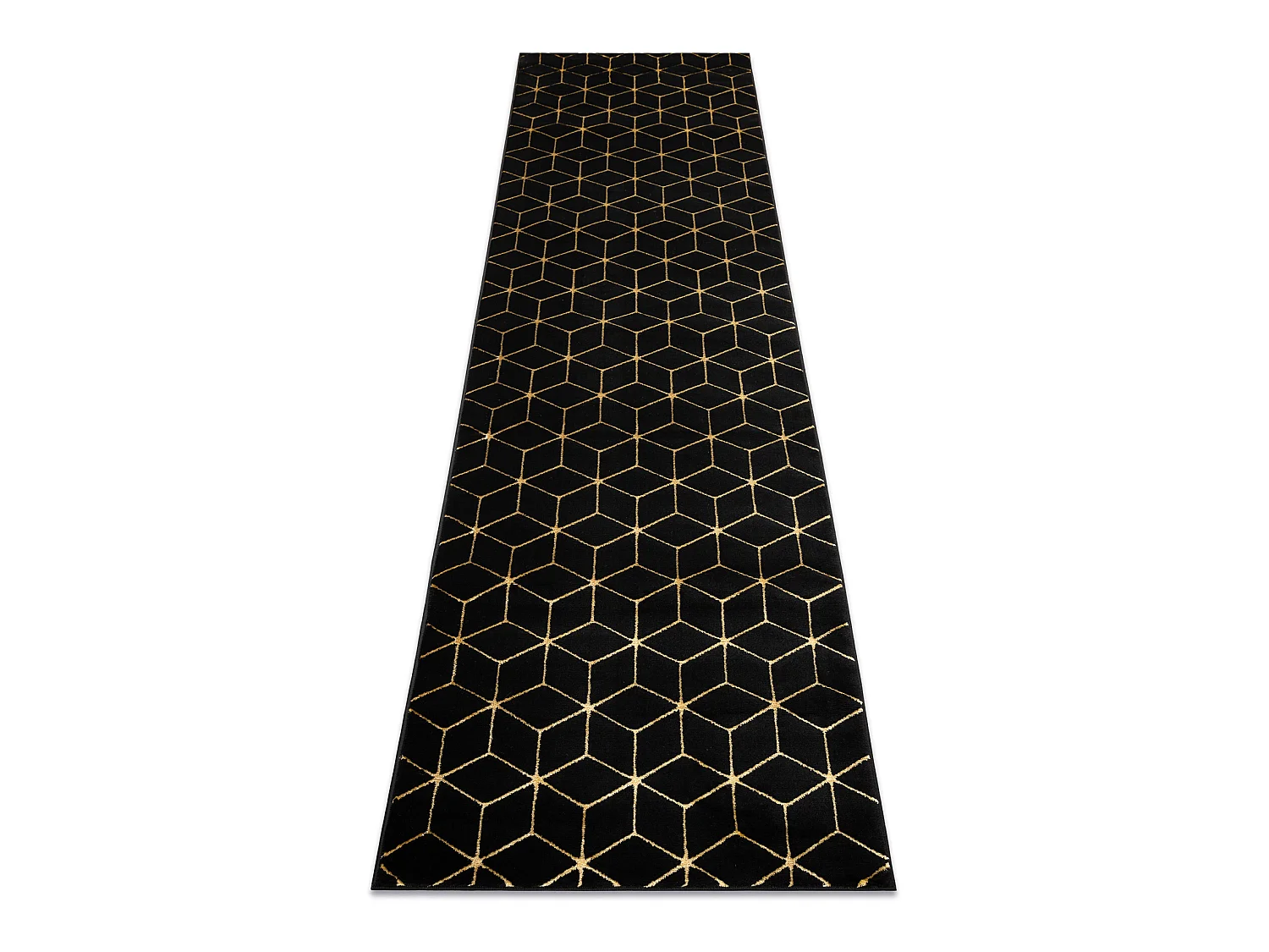 Tapijt GLOSS modern 409C 86 Kubus, stijlvol, glamour, art deco zwart / 70x200 cm