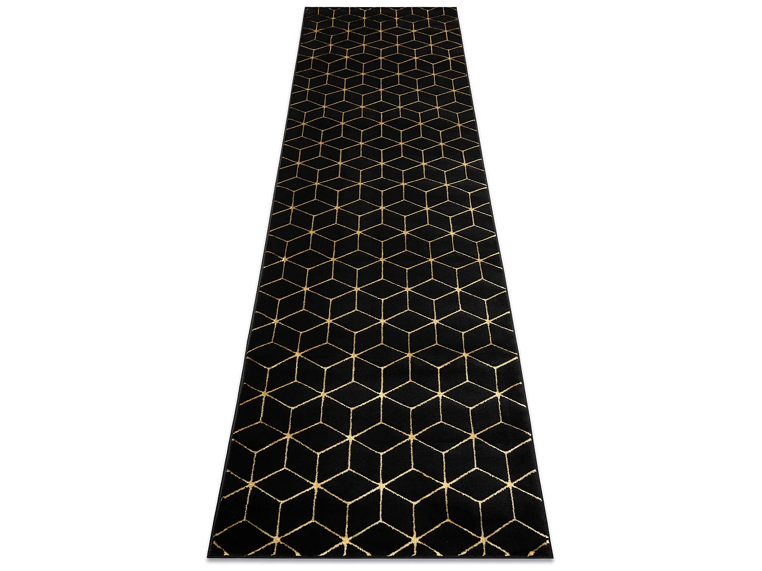 Tapijt GLOSS modern 409C 86 Kubus, stijlvol, glamour, art deco zwart / 80x200 cm