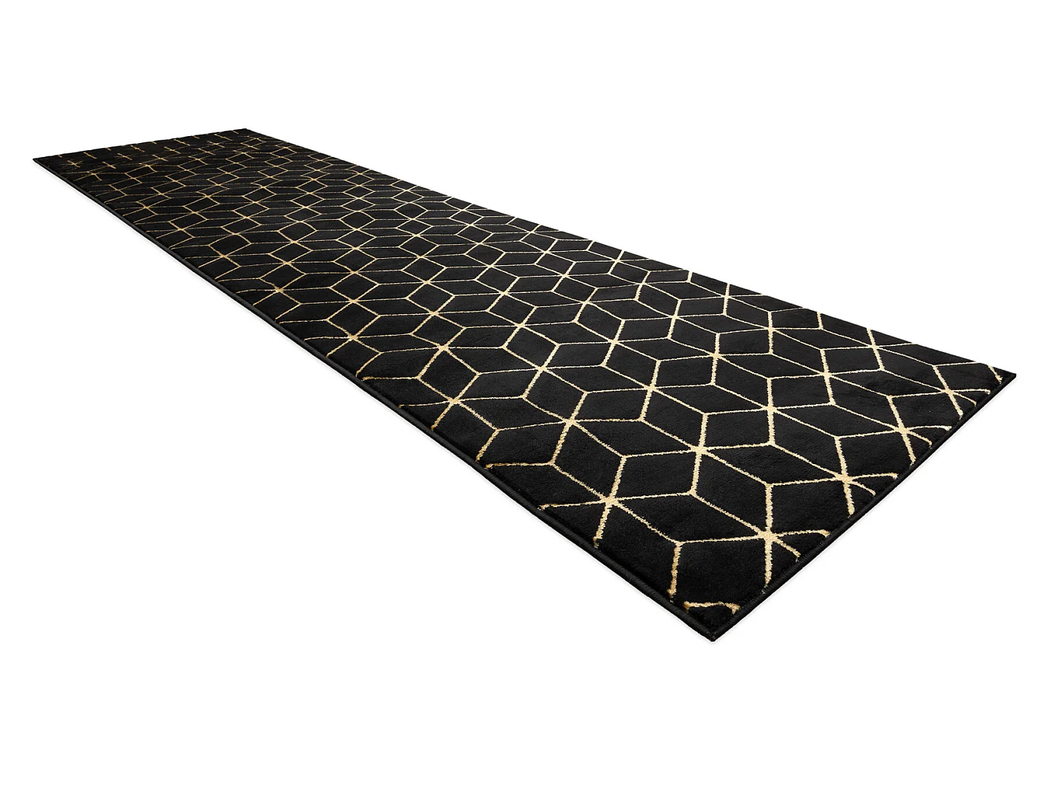 Tapijt GLOSS modern 409C 86 Kubus, stijlvol, glamour, art deco zwart / 80x200 cm