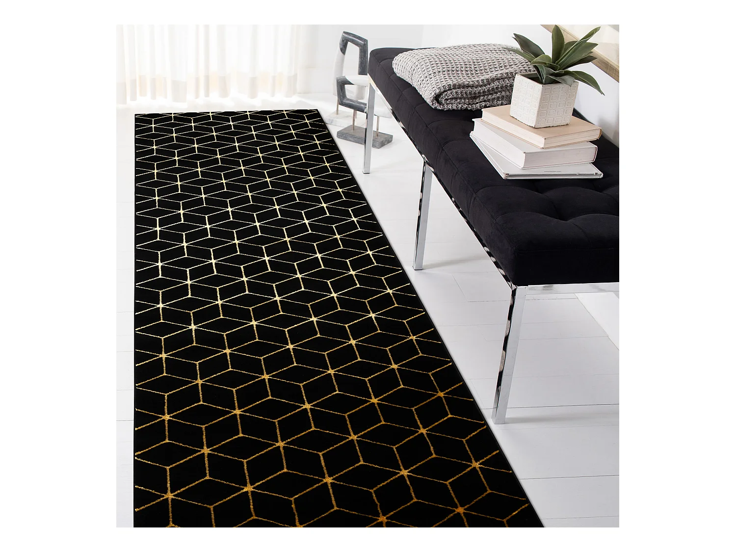 Tapis, le tapis de couloir GLOSS moderne 409C 86 cube élégant, glamo 80x200 cm