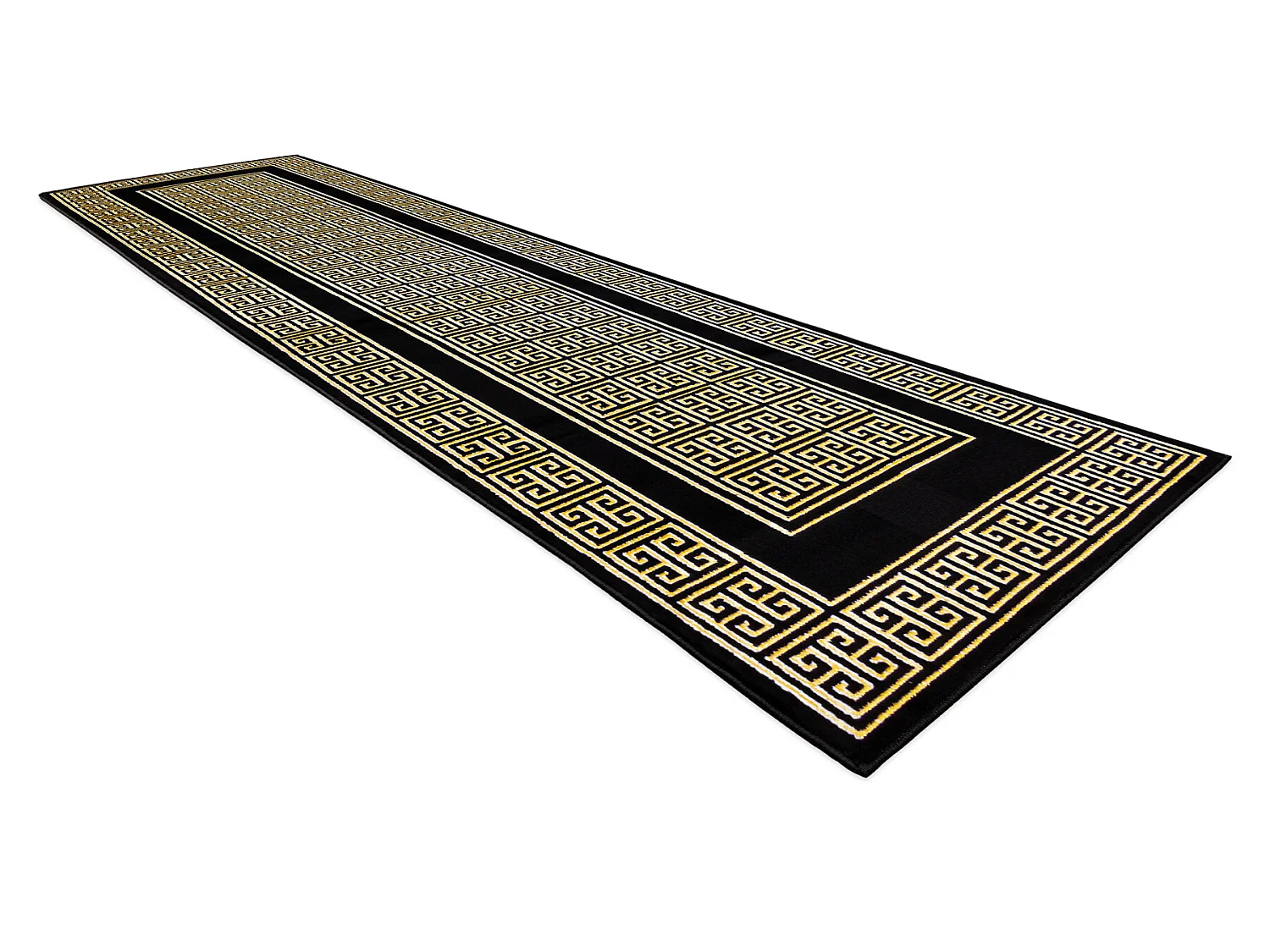 Tapijt GLOSS modern 6776 86 stijlvol, frame, Grieks zwart / goud 80x250 cm