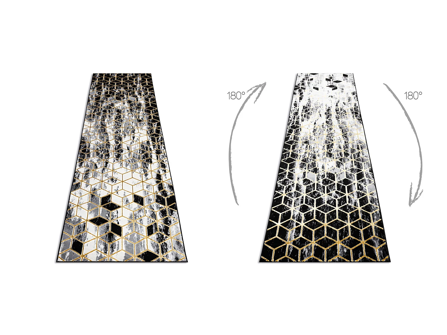 Tapijt GLOSS modern 409A 82 Kubus, stijlvol, glamour, art deco zwart / 80x200 cm