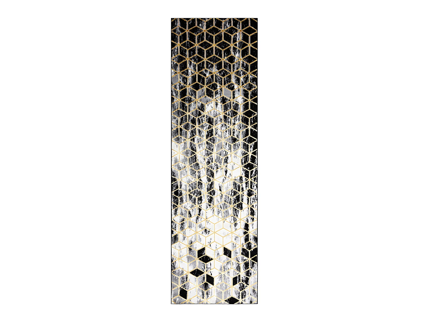 Tapijt GLOSS modern 409A 82 Kubus, stijlvol, glamour, art deco zwart / 80x200 cm