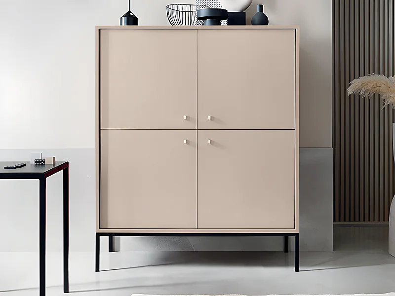 Buffet haut - 4 portes -  Beige - BOGDAN