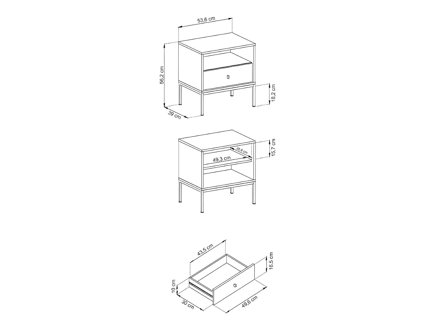 Table de chevet - 1 tiroir et 1 niche - Beige - BOGDAN