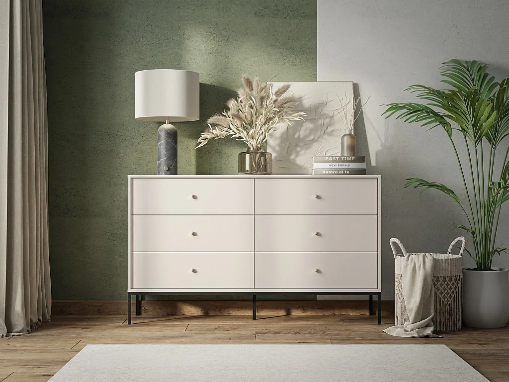 Commode 6 tiroirs - Beige - BOGDAN