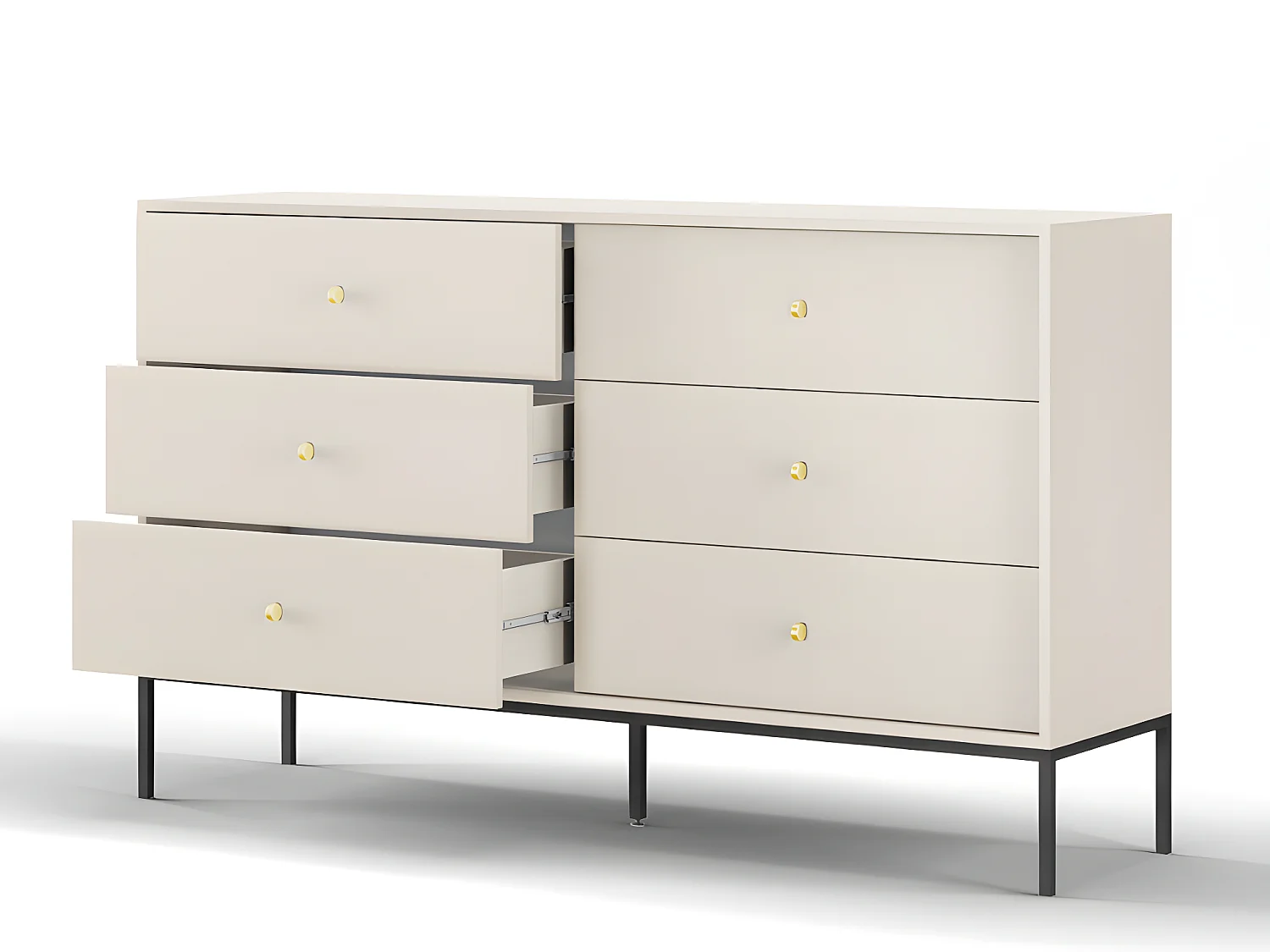 Commode 6 tiroirs - Beige - BOGDAN