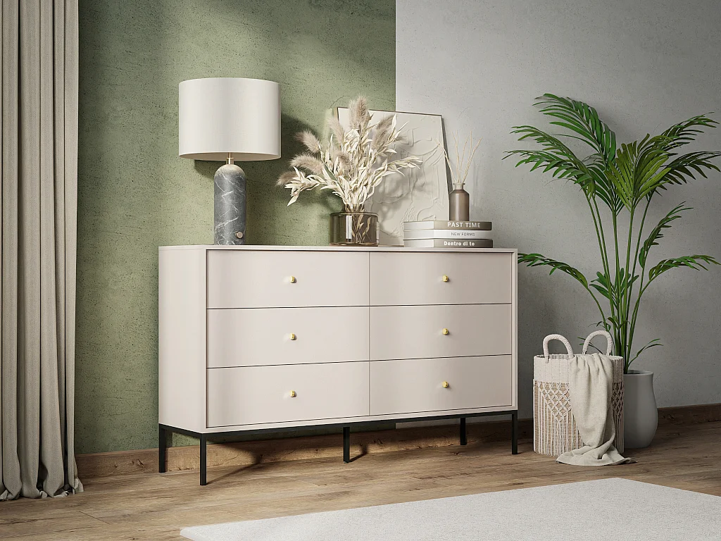 Commode 6 tiroirs - Beige - BOGDAN