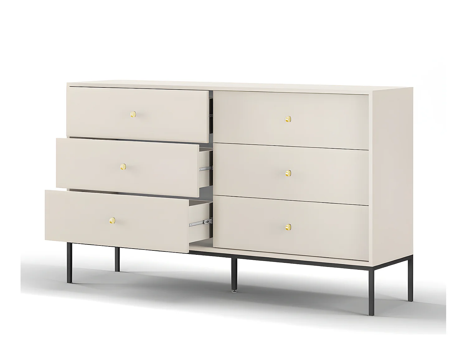 Commode 6 tiroirs - Beige - BOGDAN