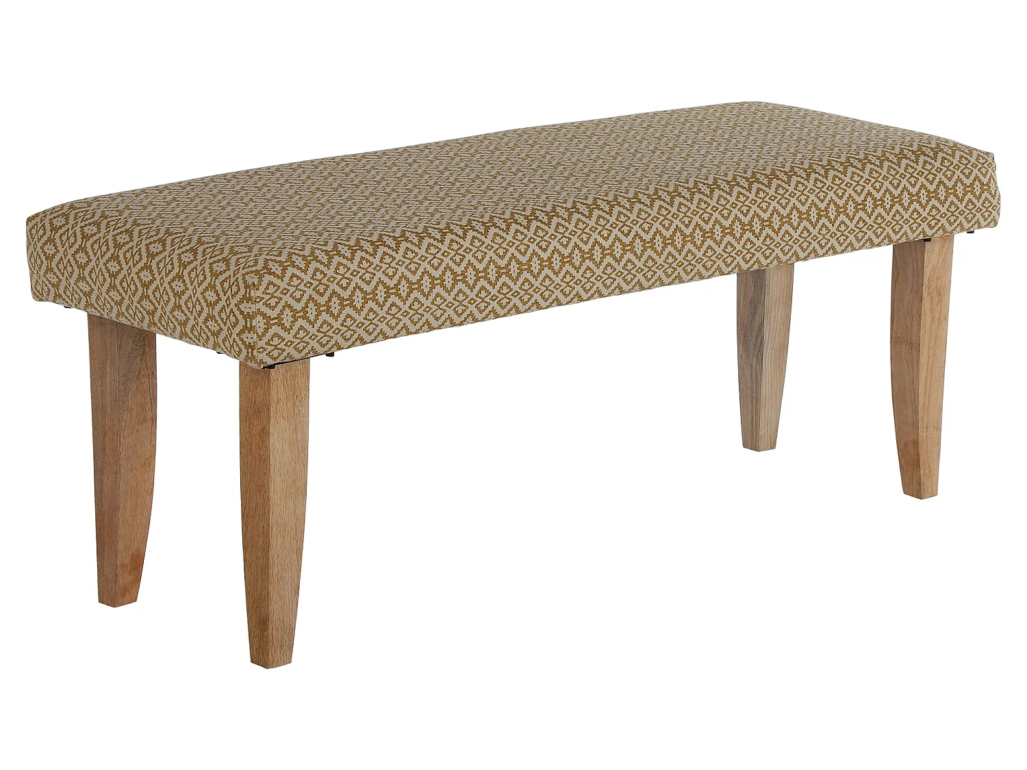 WOMO-DESIGN Panca fondo letto Palma 120x48x40 cm bianco/oro con rivestimento in tessuto panchina ottomana da ingresso poggiapiedi per corridoio casa