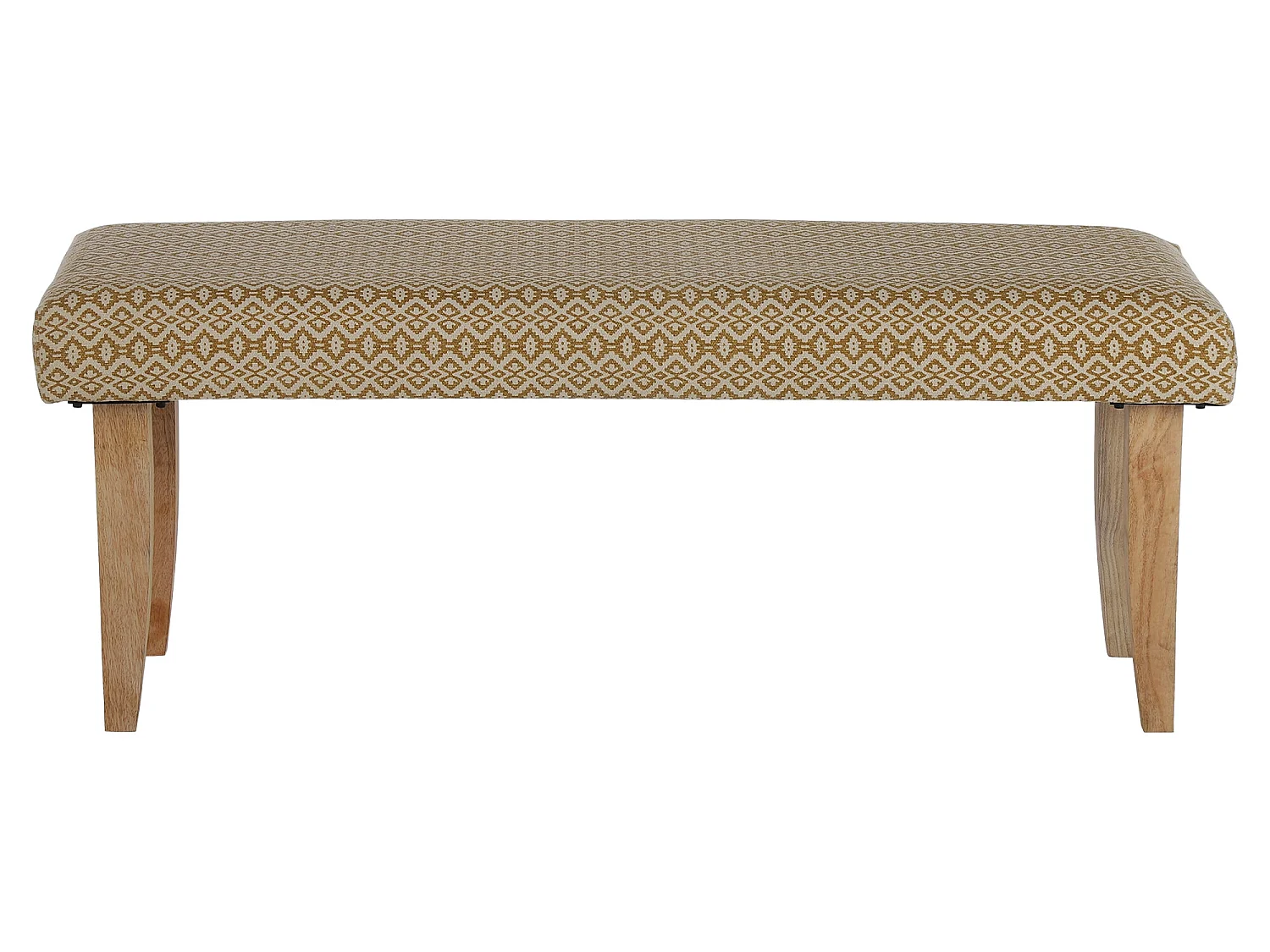 Banc rembourré Palma 120x48x40 cm tissu blanche dorée pieds en bois banquette meuble d’assise tabouret long couloir entrée style rétro d'intérieur
