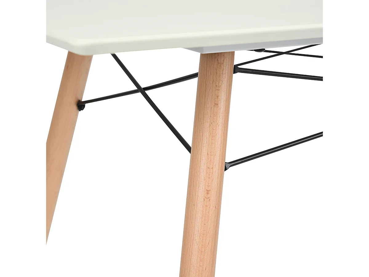 Table de salle à manger style scandinave et industriel blanc et bois LONDON SLIM