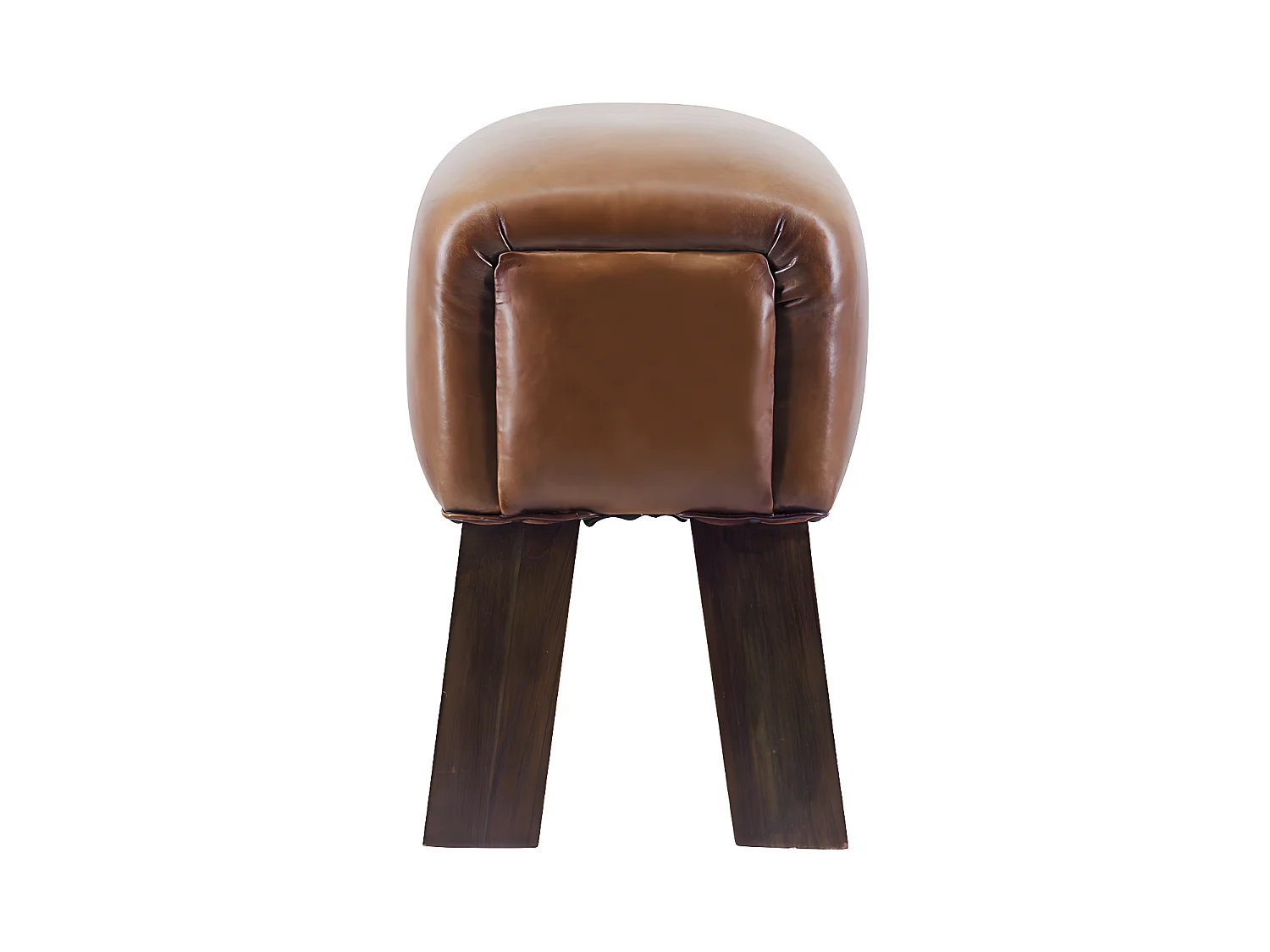 Tabouret rectangulaire en cuir marron