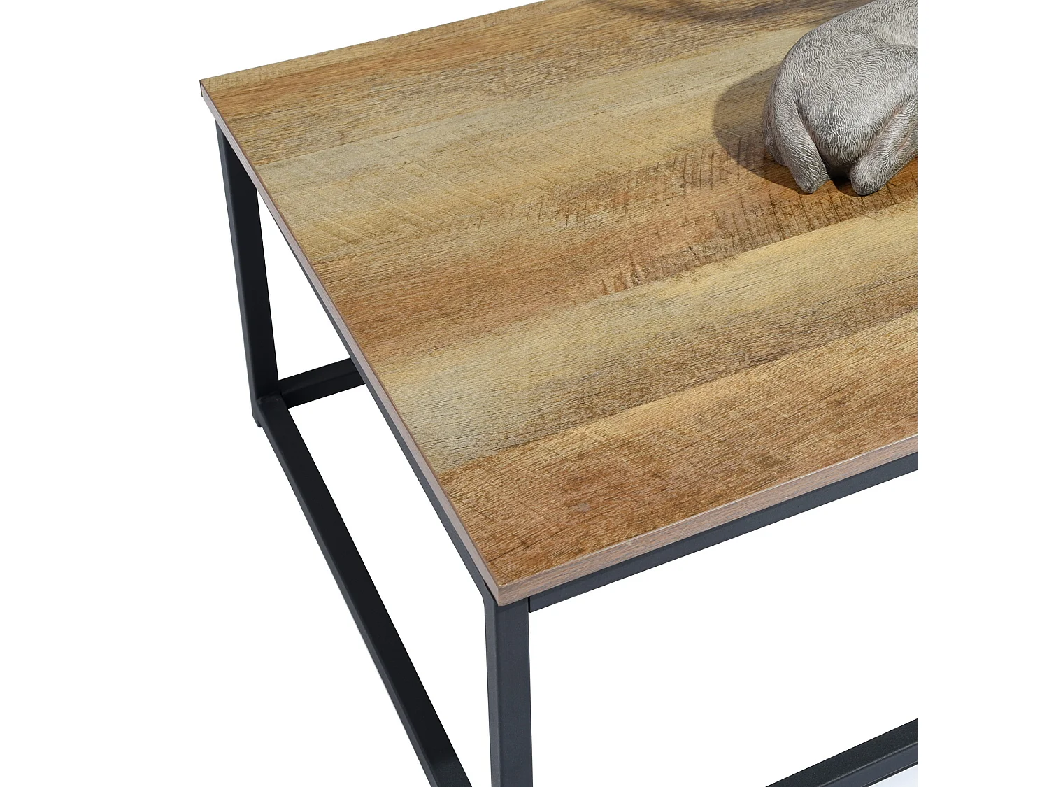 Table basse rectangulaire style industriel métal et bois FACTO COFFEE TABLE DARK WOOD B