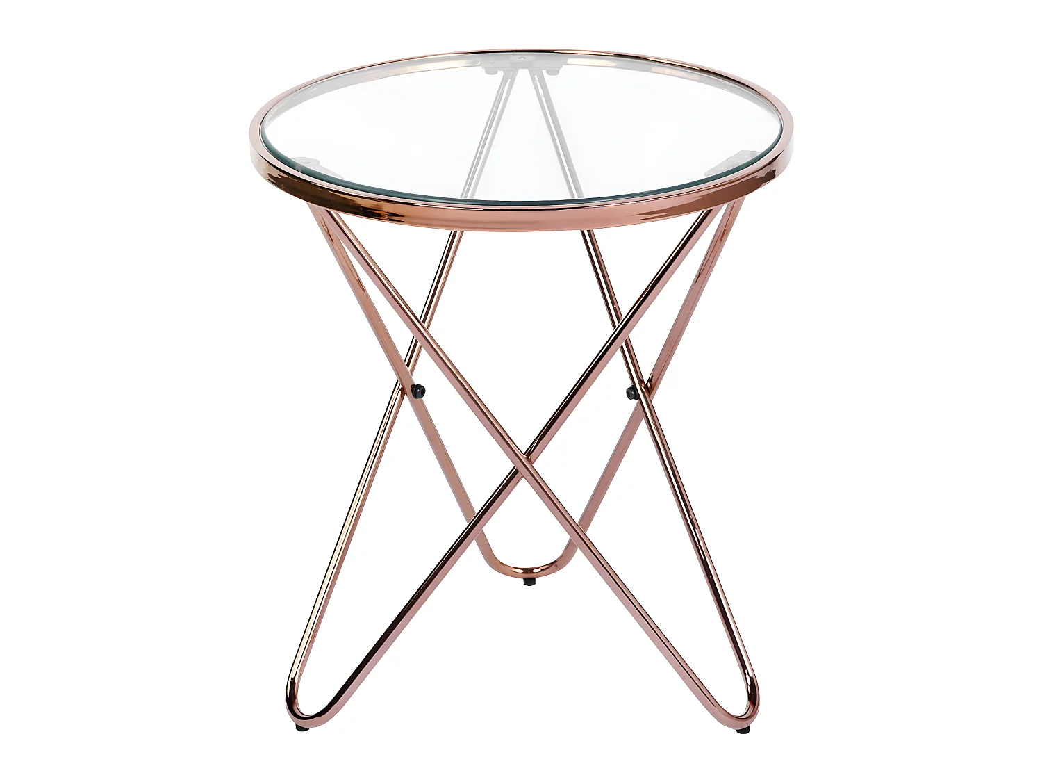 URBAN MEUBLE  Mesa auxiliar redonda de vidrio templado con estructura rosa, estilo moderno