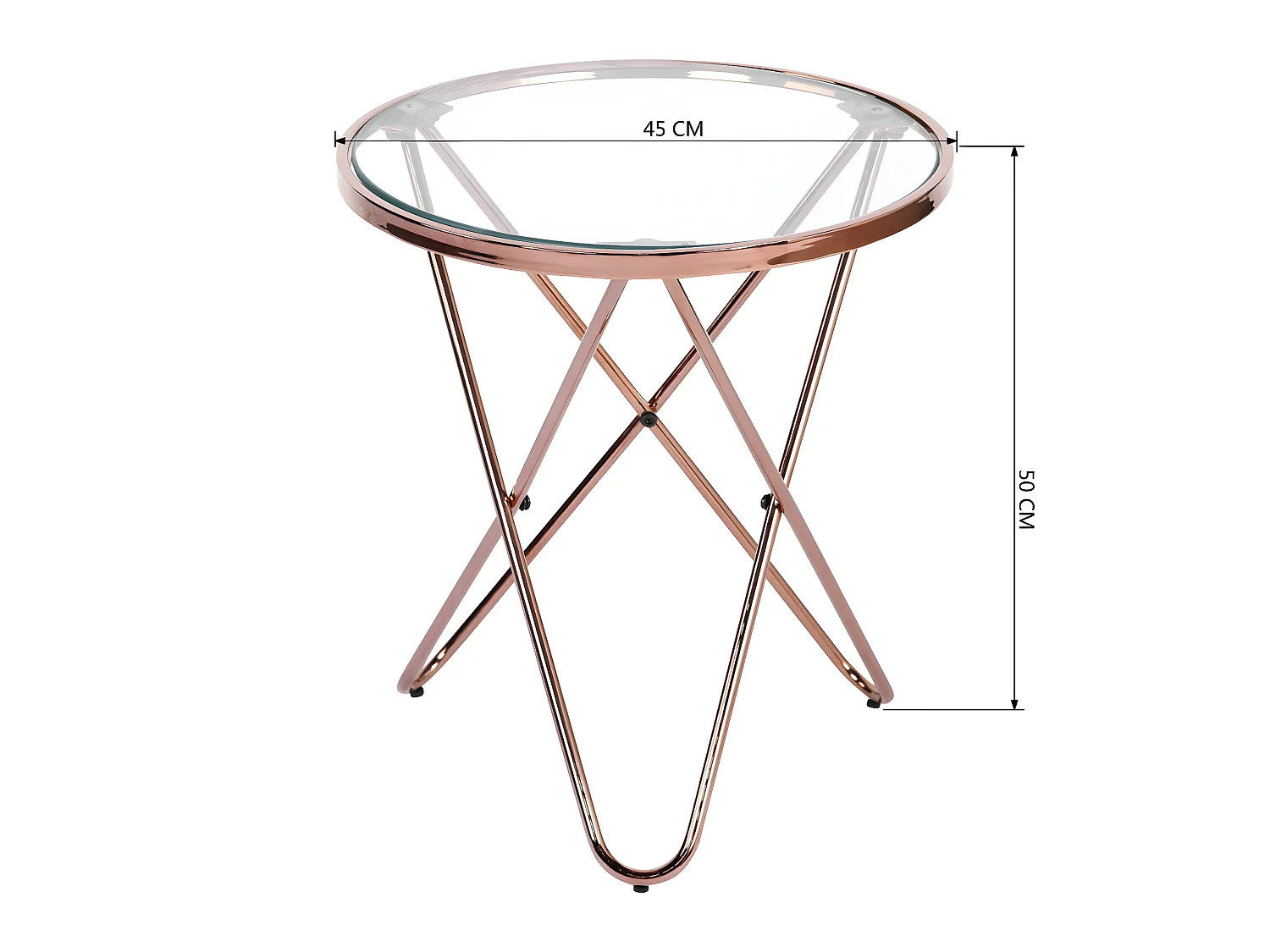 URBAN MEUBLE  Mesa auxiliar redonda de vidrio templado con estructura rosa, estilo moderno