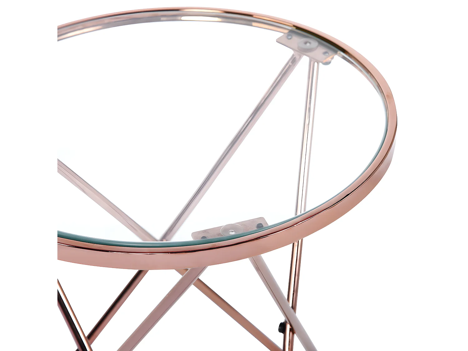 Tavolino rotondo in vetro temperato gambe in metallo oro rosa CANALES PICCOLA GAMBA ORO