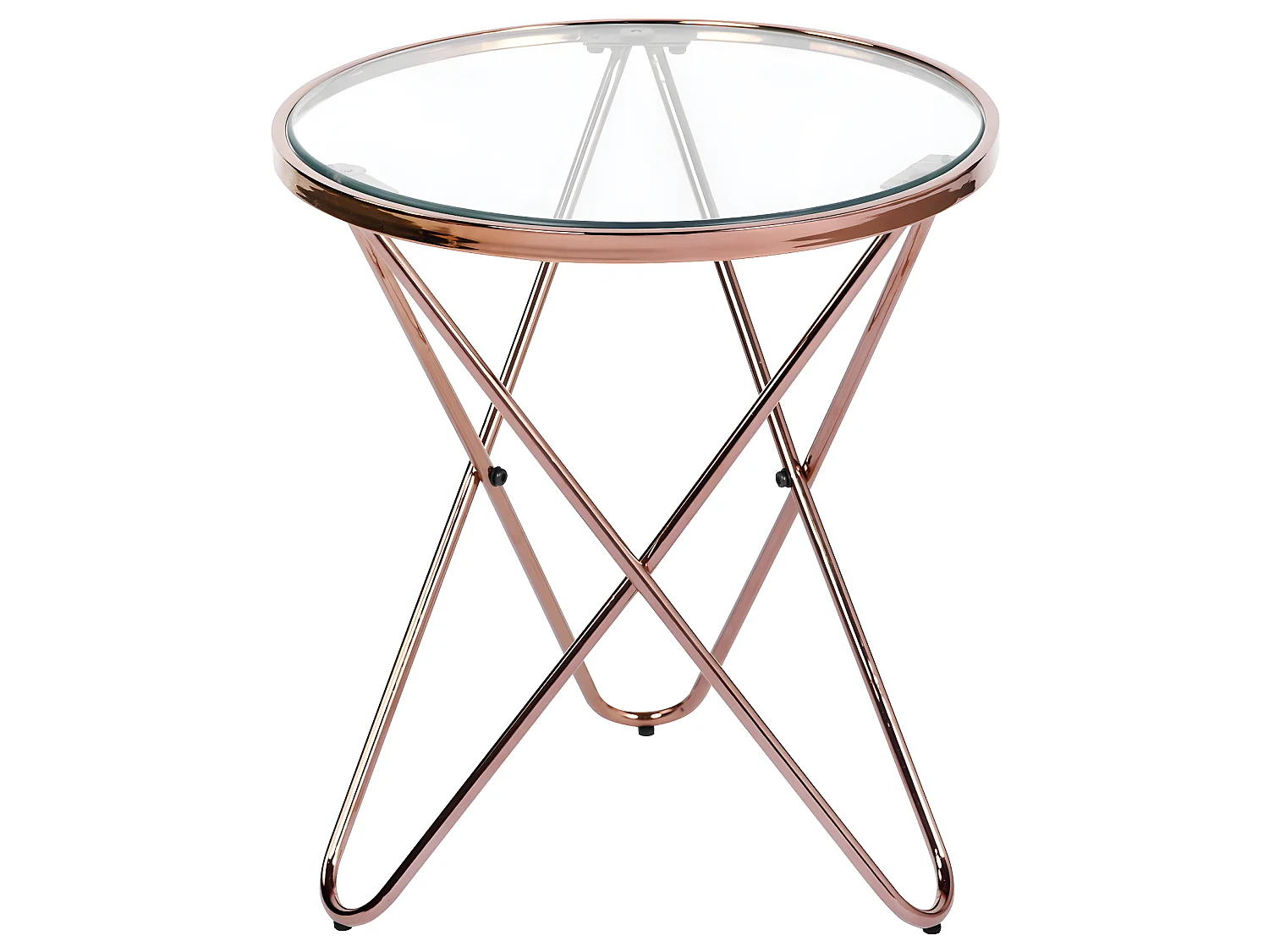 Tavolino rotondo in vetro temperato gambe in metallo oro rosa CANALES PICCOLA GAMBA ORO