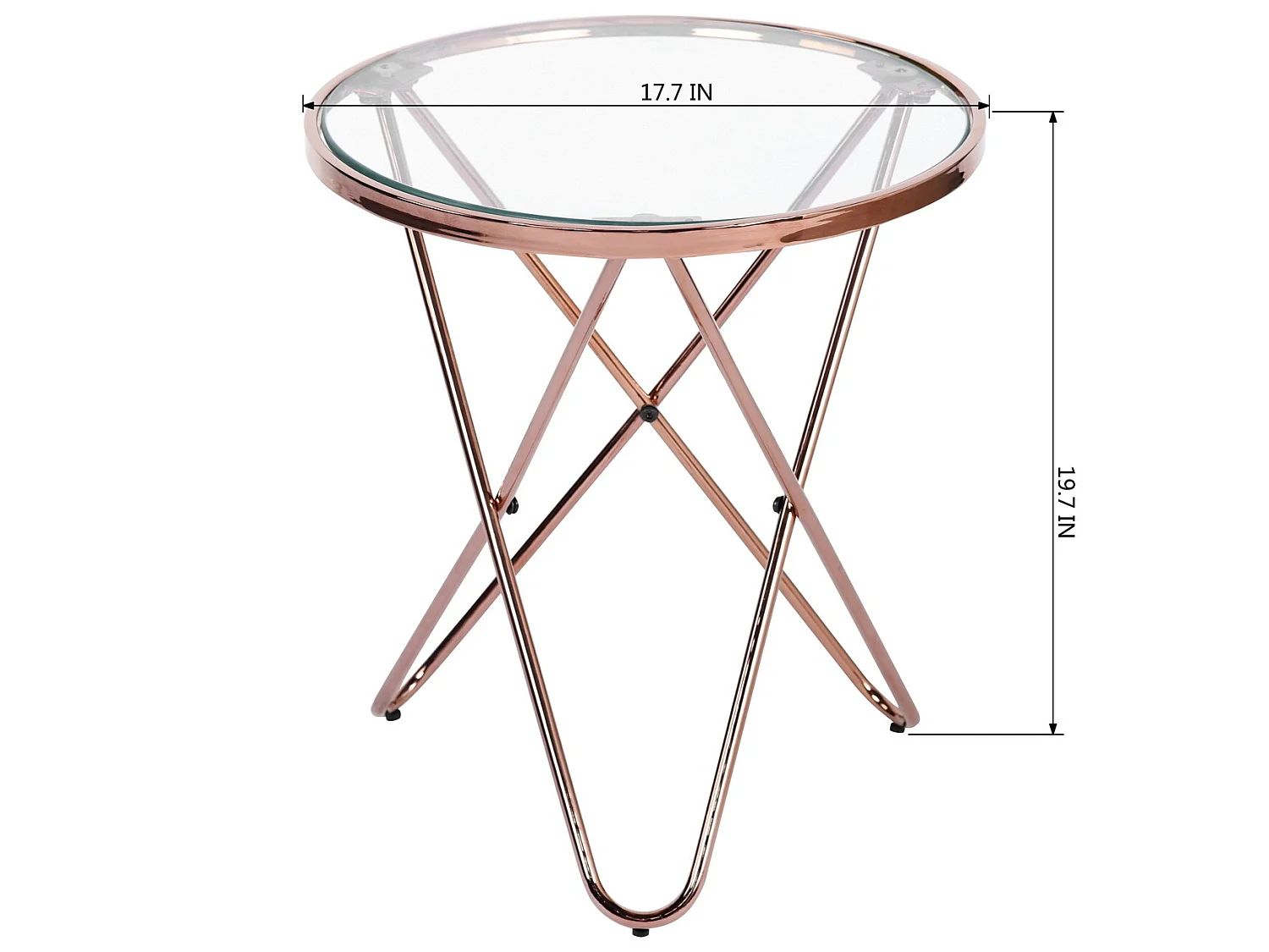 Tavolino rotondo in vetro temperato gambe in metallo oro rosa CANALES PICCOLA GAMBA ORO