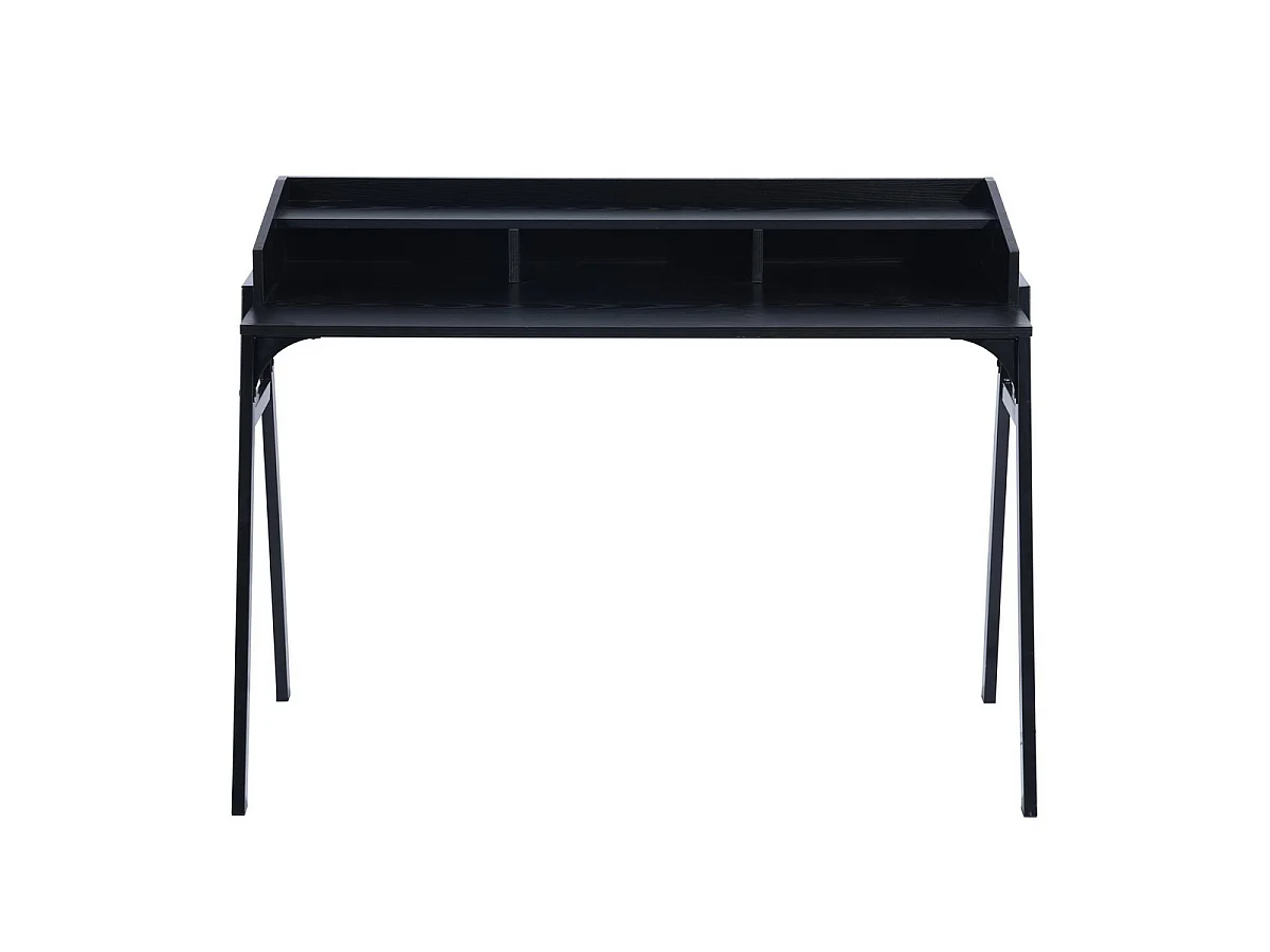 Bureau d'ordinateur avec rangement en bois et métal noir BOOKER BLACK WALNUT