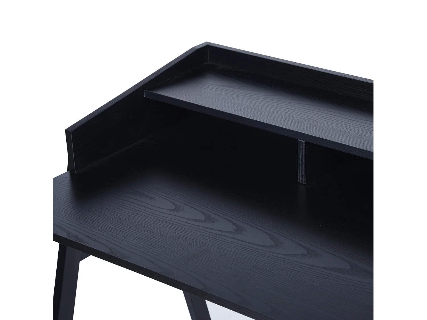 Bureau d'ordinateur avec rangement en bois et métal noir BOOKER BLACK WALNUT