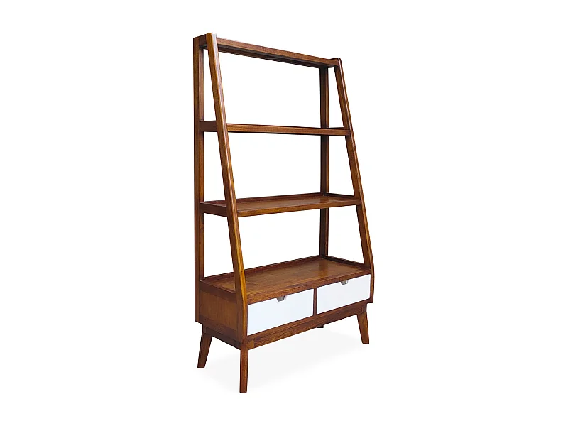 ARTIC - Bibliothèque en bois marron et blanc H170