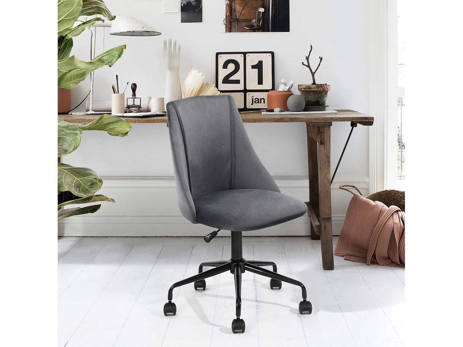 Silla operativa regulable en altura con acolchado y respaldo en esponja azul GRIS CIAN