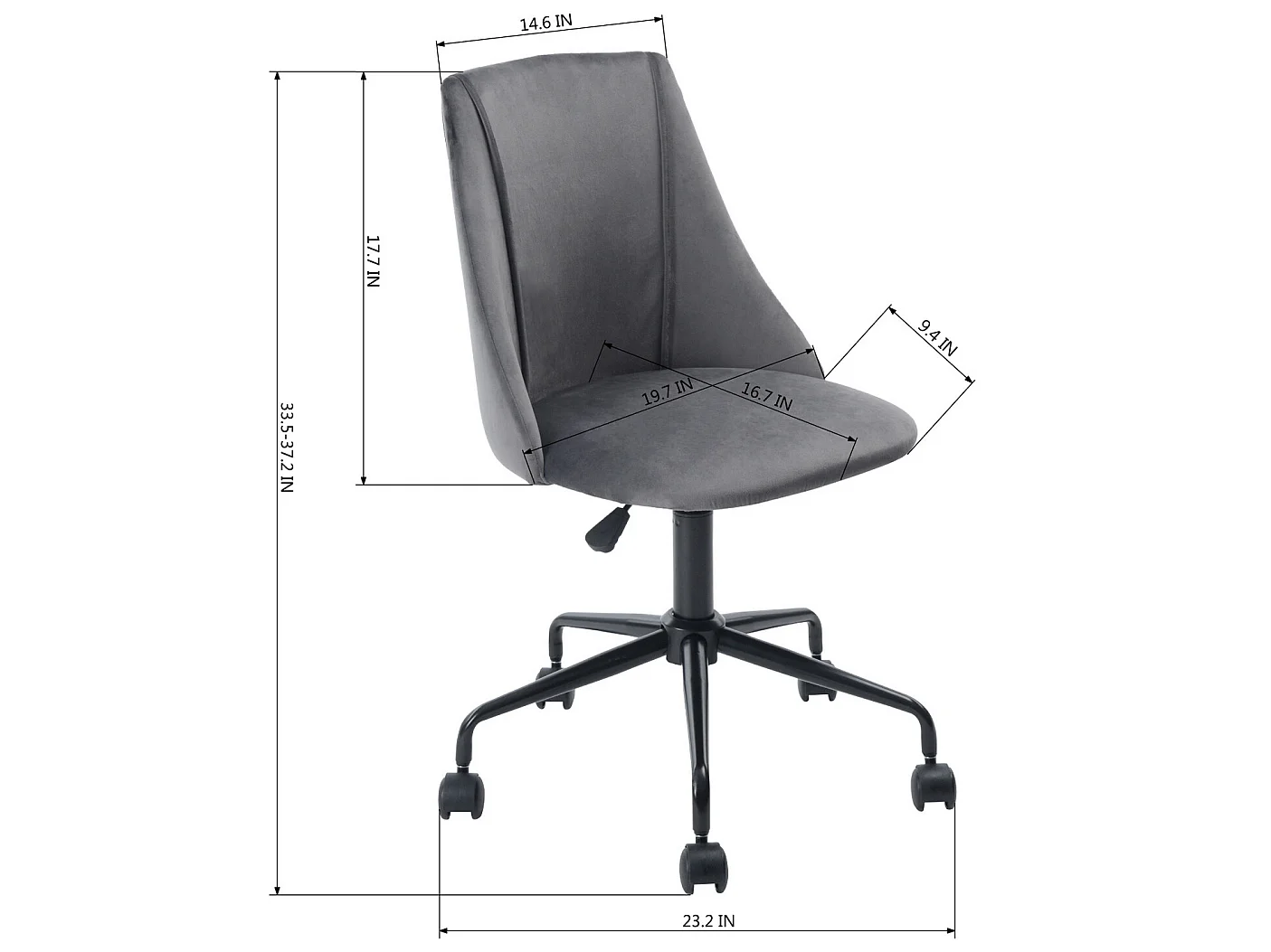 Silla operativa regulable en altura con acolchado y respaldo en esponja azul GRIS CIAN