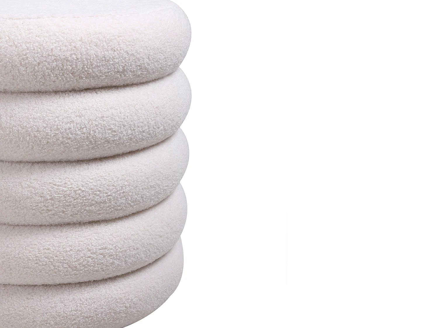 Pufe em tecido bouclé cor creme - ECAMBI