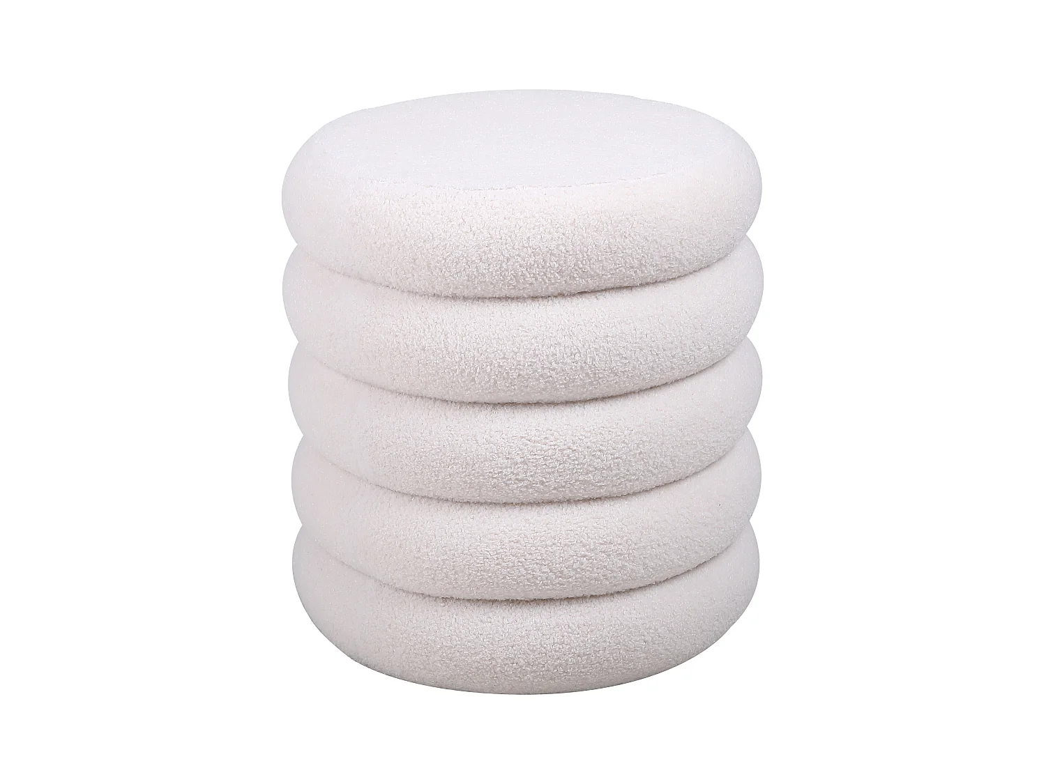 Pouf en tissu bouclette blanc ECAMBI